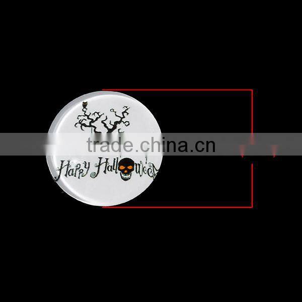 Glass Dome Seals Cabochons Round Flatback Black & White Halloween Grave Pumpkin Tree " Happy Halloween " Transparent 20mm Dia