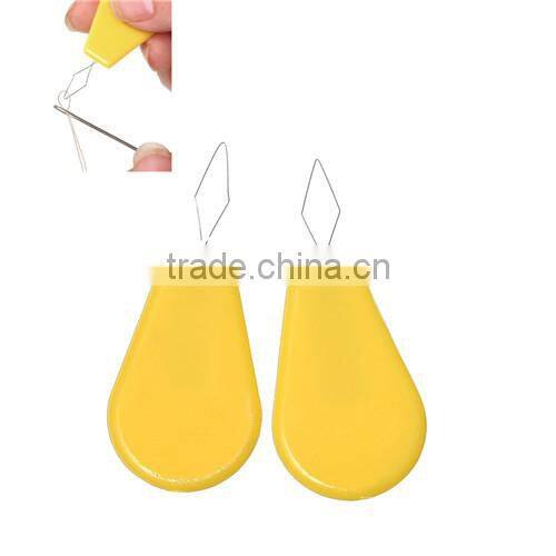 High Quality Yellow Teardrop Shaped Steel Bow Wire Home Uses Portable Needle Threader