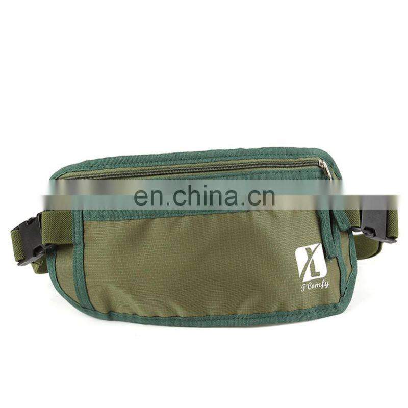 Printed Dark Green Travel Nylon Rfid Money Bag Women Waist Wallet