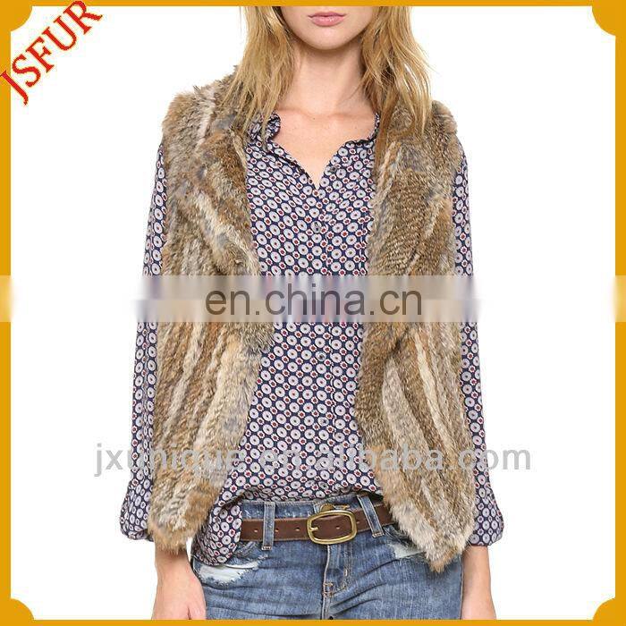 Brand sale nice rabbit fur knitted fur waistcoat