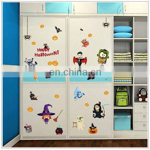 2017 new Halloween decotation wall sticker , House Spirit Pumpkin Lamp Display Window Decoration Sticker