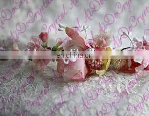 Aidocrystal beautiful light pink artificial flowers tiaras,flower garland headband