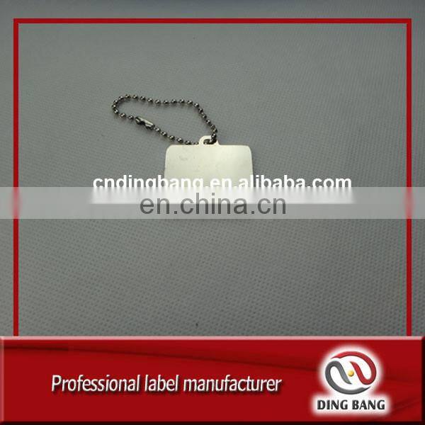 High End Ball Chain Type Stamped Square Shape Custom Logo Frosted Gold Aluminum Metal Tag Keychain