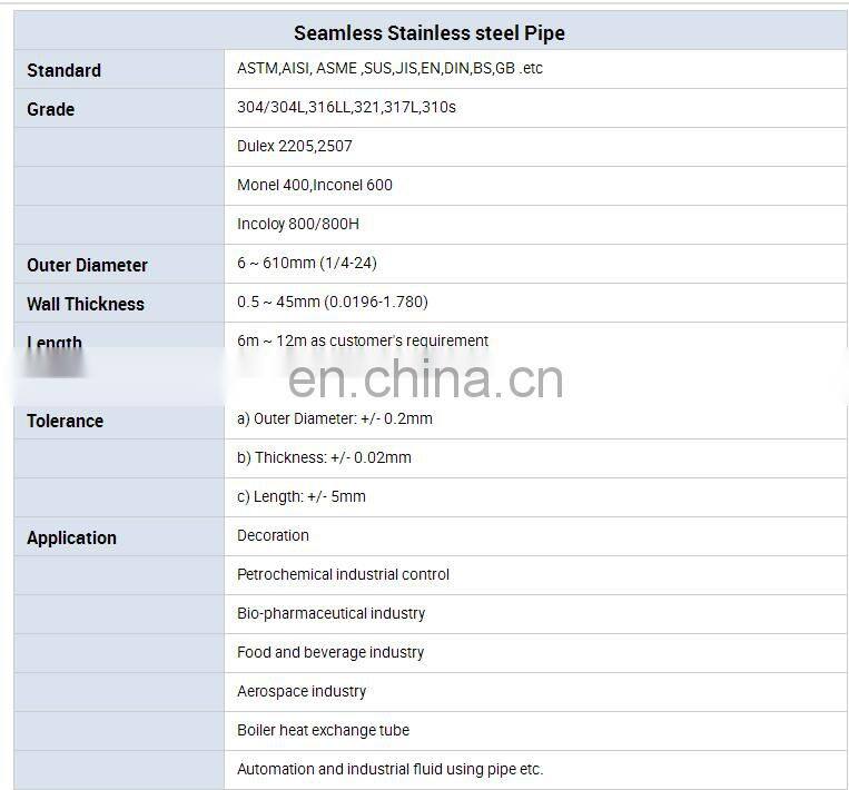 304L 316L stainless steel pipe for gas and oil pipe