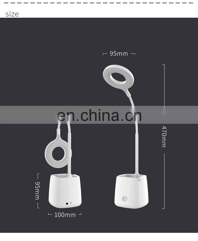 Bedroom led desk lamp with pen holder flexible usb table Touch dimmable multi-functional rechargeable bending table lamp led