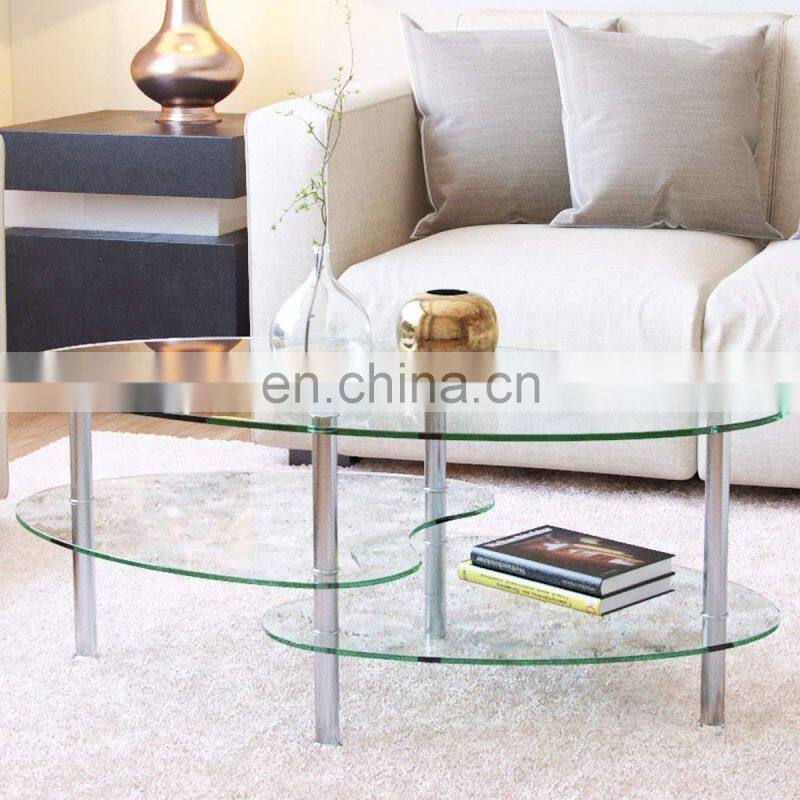 Chinese Imports Wholesale Glass Coffee Table Top Oval Tempered Clear Glass Table Top With Pencil Polished Edge