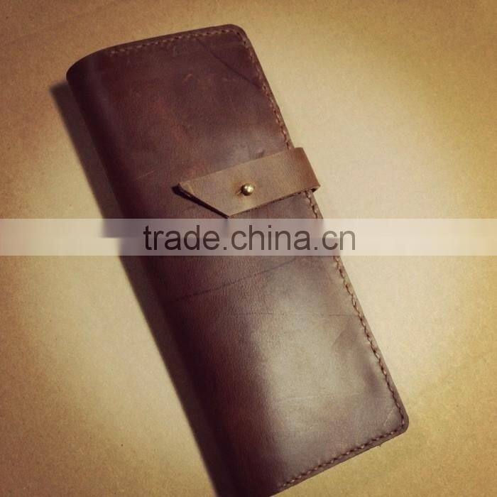 brown real cow leather pen case handmade pen holder organizer wholesale