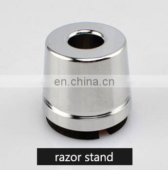 Omega chrome metal shaving razor brush stand