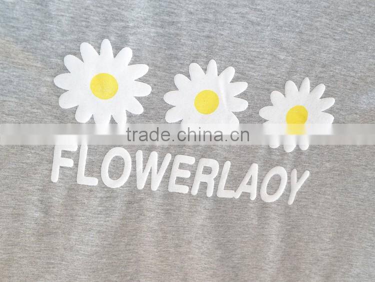 2015 Basic style of women tank tops with three little flowers print in the middle / soft and breathable to your body