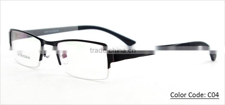 2014 new model half-rim metal china wholesale latest fashion in optical eyeglasses frame with eyeglasses hinge
