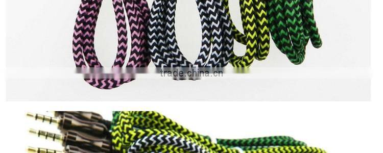 2016 new products Fabric Braided 3.5mm aux audio cable male to male for all kinds of electronics product alibaba express