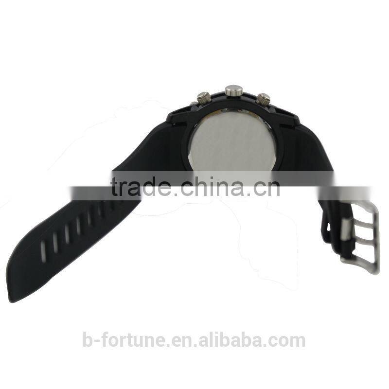 FT1326 Factory price stainless steel case back chrono silicone watchband watch