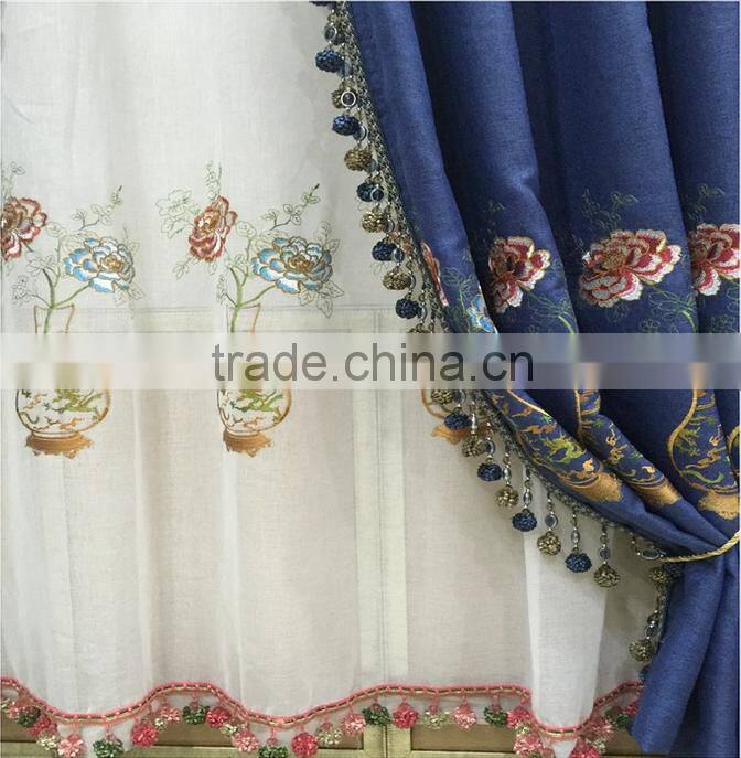 Embroidered linen curtains good quality curtains shade curtains