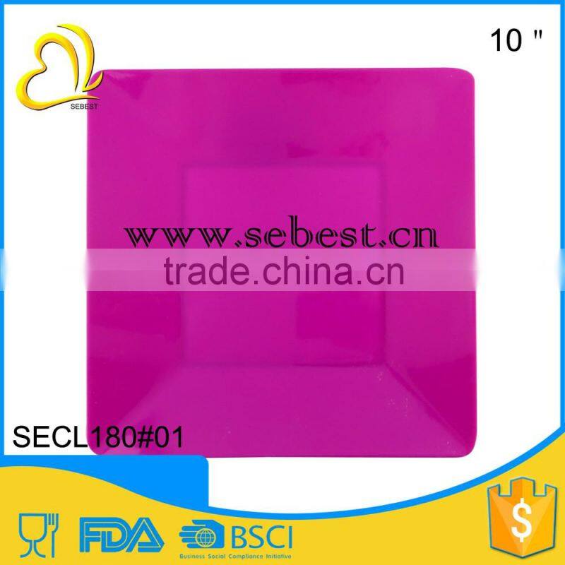 ODM and OEM unbreakable yellow color 10" melamine square shallow dish
