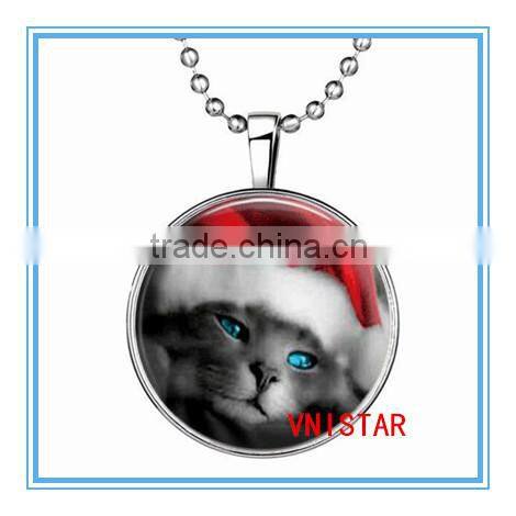 Vnistar wholesale Latest Christmas jewelry Luminous necklace lovely cat pendent for party VN023