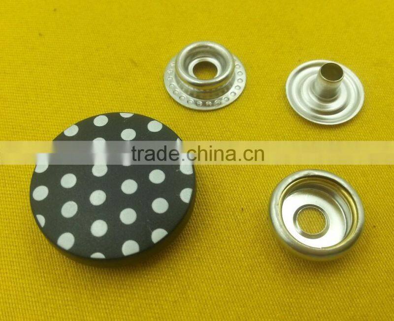 23mm Nylon cap with white dot printed Snap Press Button For Jackets -- PA2179