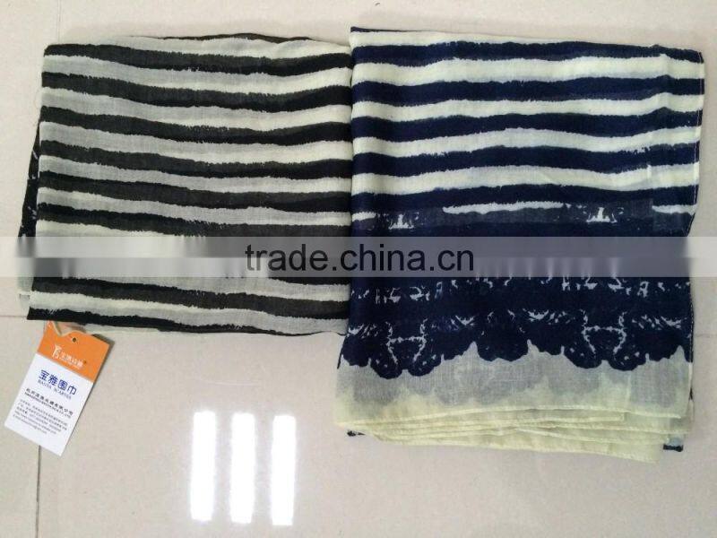 fashion spring polyester strip printed scarf for man
