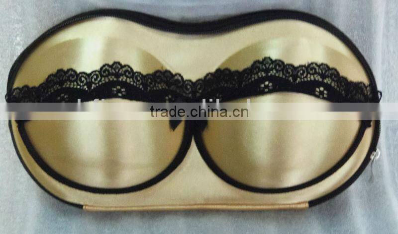 Fancy Champagne Satin covered EVA bra case