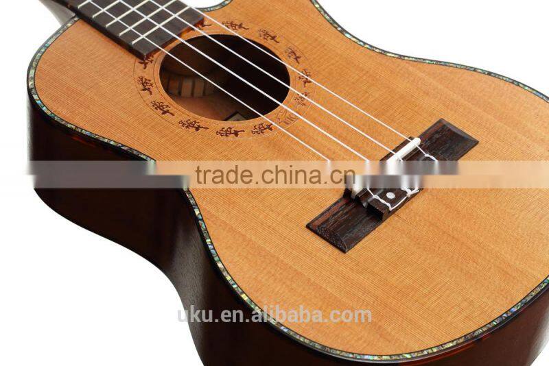 UKU wholesale tenor western red cedar top ukulele with gig bag