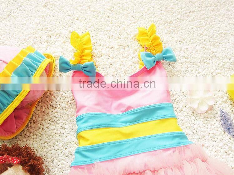 2016 New design kid swimming suit for one piece girl swimwear whoelsale kid bathing suit (S025)