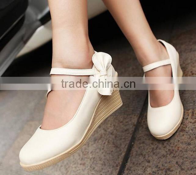 Fashion ankle stripe platform wedge ladies fashion shoes