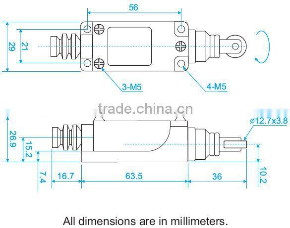 Limit Switch with Roller Button Plunger