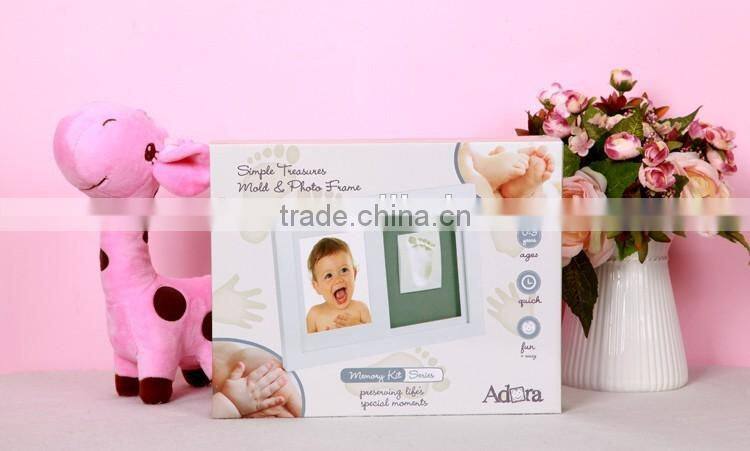 High quality baby hand imprint with wall wood frame moulding sculpture