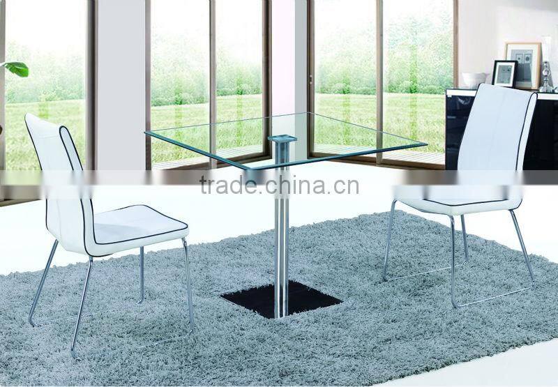 square glass top stainless dining table