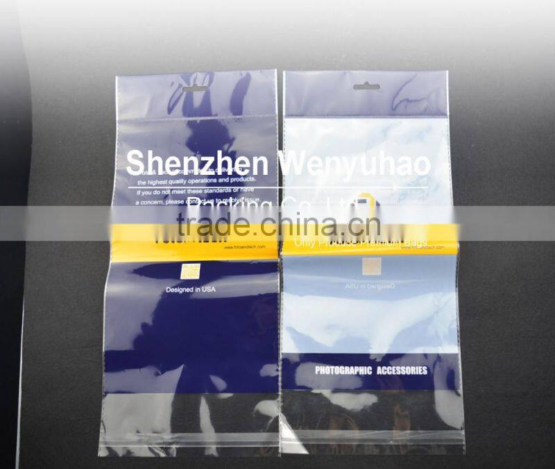 factory wholesale price clear BOPP gravure printing header bag with self adhesive strip