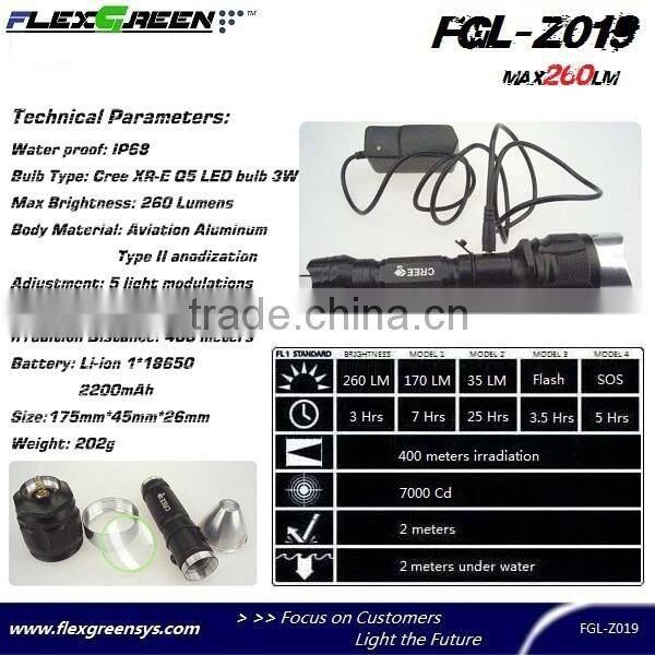 18650 battery charge base Q5 led torch