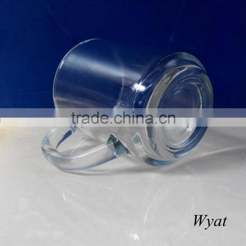 230ml round shape glass drinking mug with handle