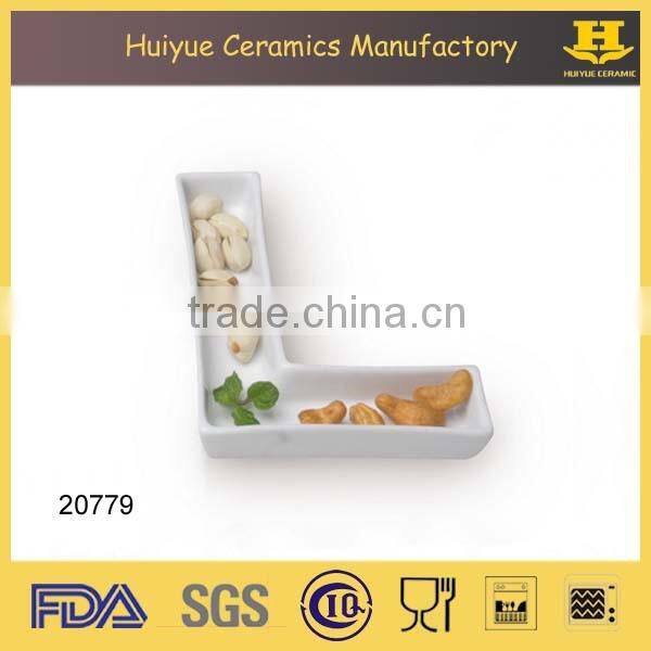 Porcelain letter dish, white ceramic letter dish, alphabet letter dish