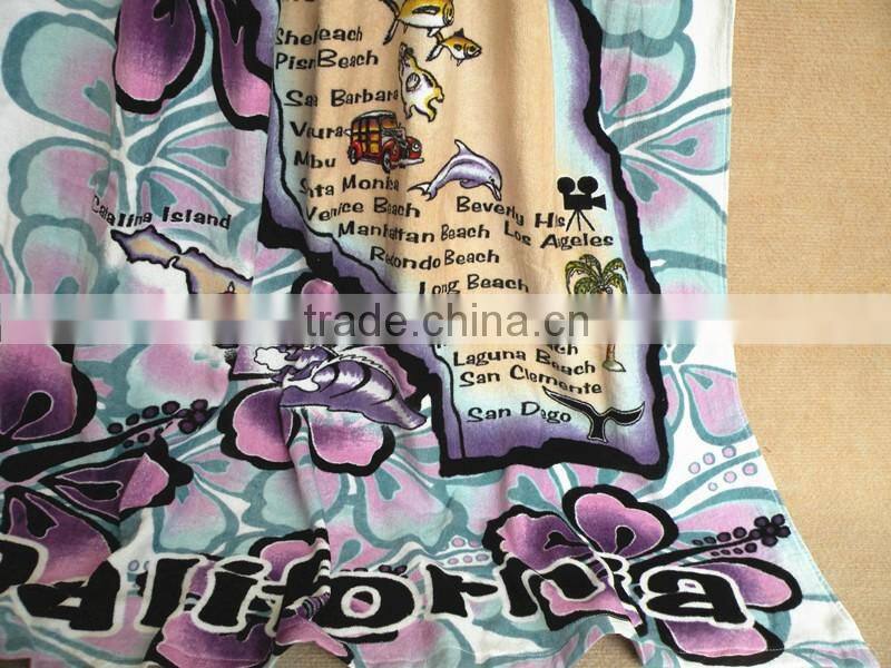 100 cotton print Beautiful california map beach towel for adult