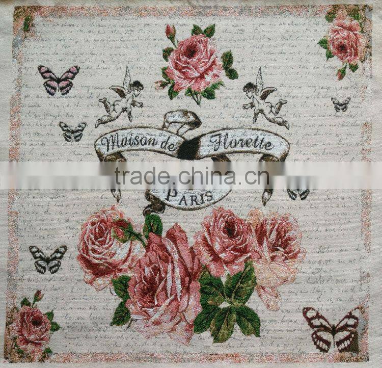 jacquard cushion polycotton cushion for home &hotel decoration &promotion&gift white rose design-37