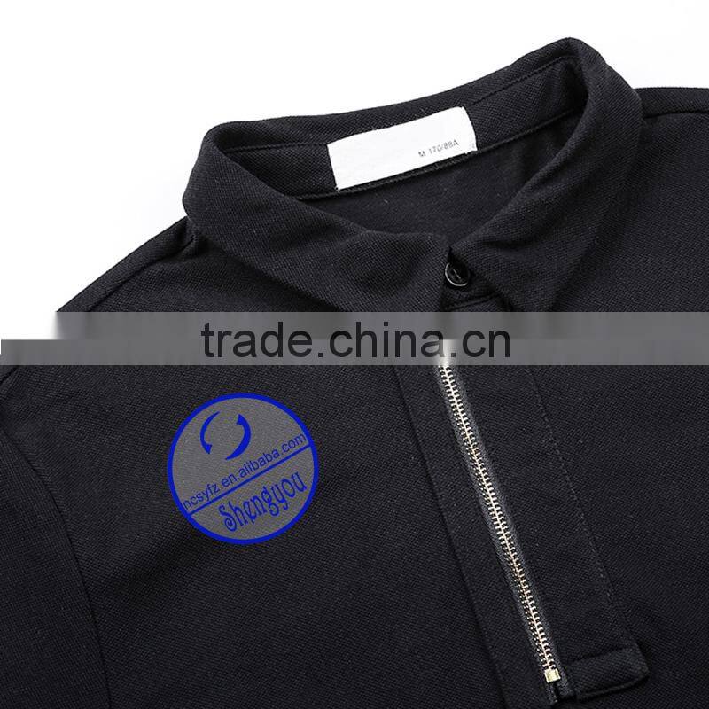 Custom Men's Blank Zipper Placket Polo Shirt