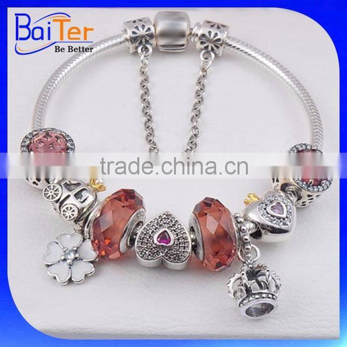 Custom Wholesale Antique European Style Snake Chain 925 Sterling Silver Vintage Bead Charm Bracelet For Women