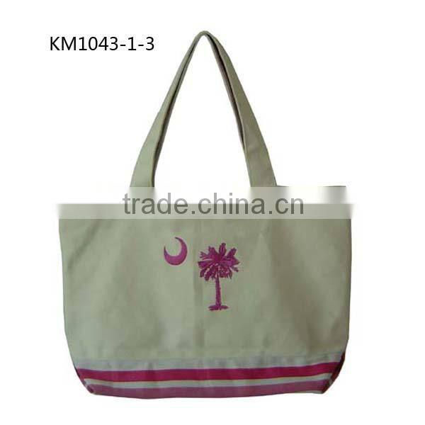 China wholesale OEM grocery women canvas bag embroidery