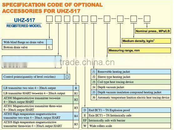 UHZ 517C10 pool water level sensor for signal level meter with transmitter optional max 200 centigrade 150lb
