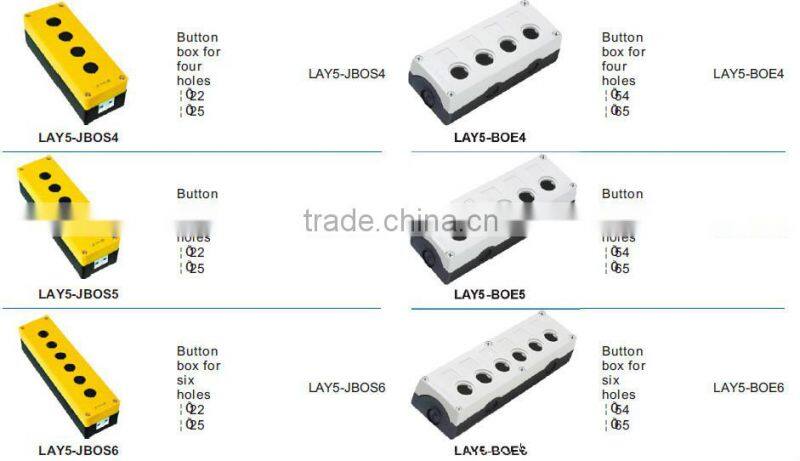hot sale industrial hoist push button control switch box/enclosure for five holes LAY5-JBOS5