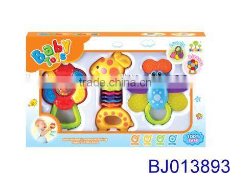Wholesale Christmas toy funny cartoon animal baby rattle and teether toy