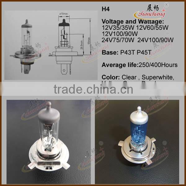 H4 halogen bulb UV FREE Quartz glass CAR BULB