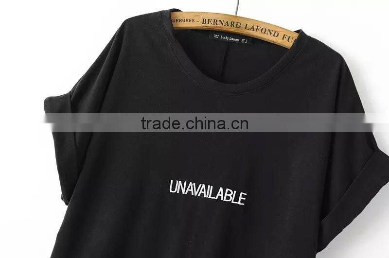 2016 manufacturer china wholesale clothing round collar black mini short t shirt for girls loose designs