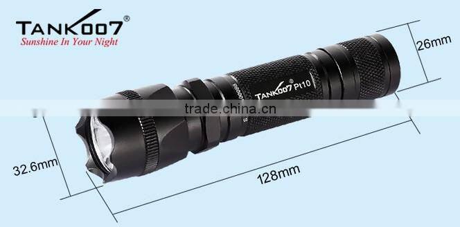Bright tactical led torch flashlight waterproof and powerful 500 lumen 280m distance and 5 modes torch PT10