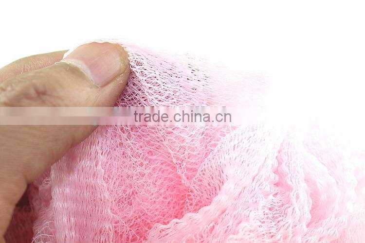 Color shower puff mesh sponge with handle,color change sponge