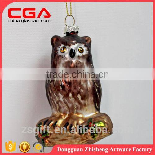 Lovely glass animal design for christmas tree decorations,small hanging christmas baubles wholesale