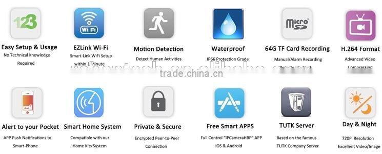 Mini Bullet HD Infrared Night Vision Outdoor WiFi Security Camera IP Wireless with 64G TF Card Recording