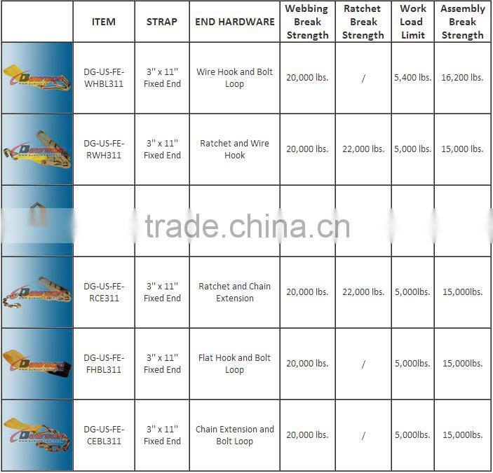 3 inch 11 inch Fixed End with Flat Hook and Bolt Loop