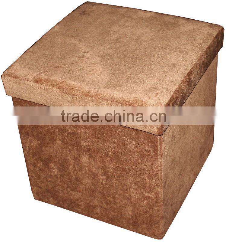 Stronger! Brown Corduroy folding storage stool/ottoman