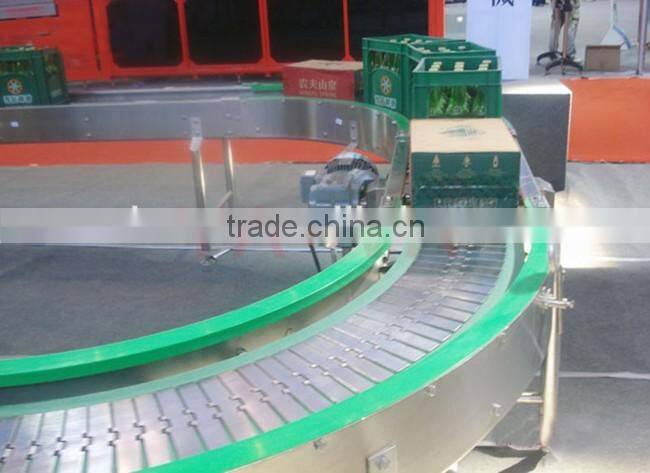 Guide rail curve steel scrap conveyor for food and beverage industry