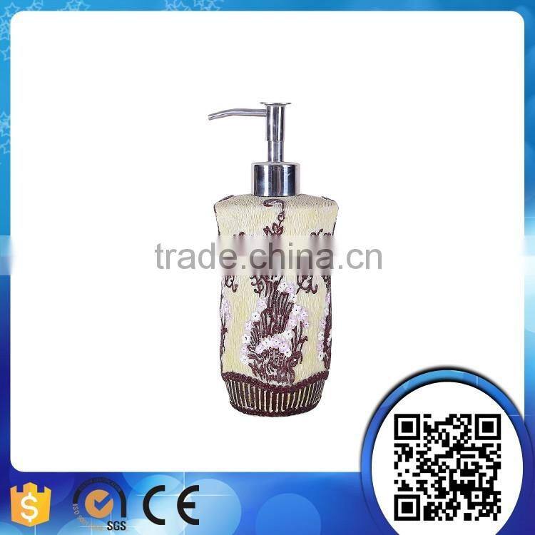 Dongguan direct classical painting flower resin bathroom accessories set for wholesale